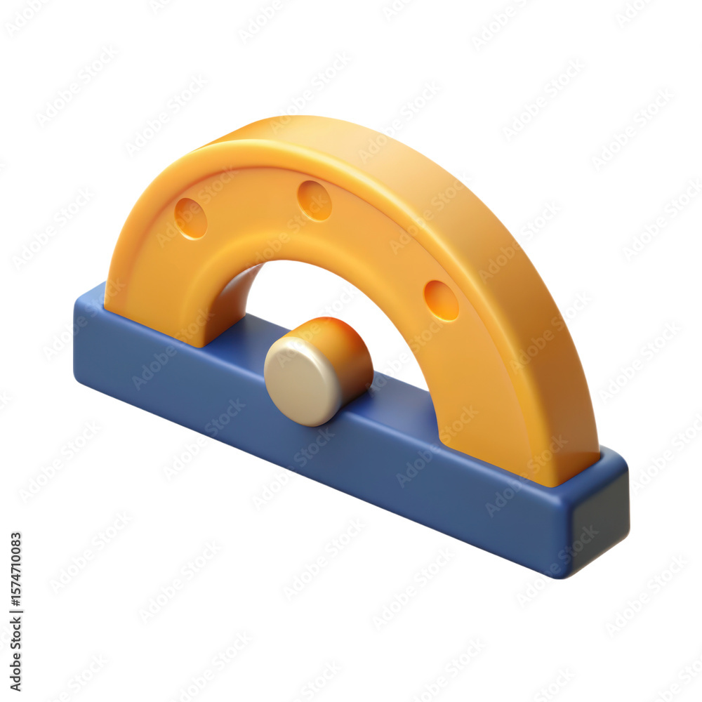 Poster high quality 3d rendering icon traffic controller with blue rectangle base and orange semi circle ob
