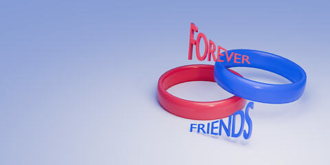 Happy international friendship day greeting card, Abstract 3d render illustration. 