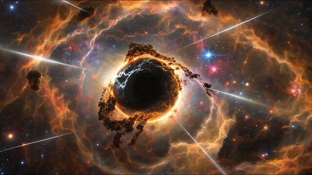 Black Hole Warping Light from Fiery Cosmic Swirls &ndash; Gravitational Lensing in Deep Space