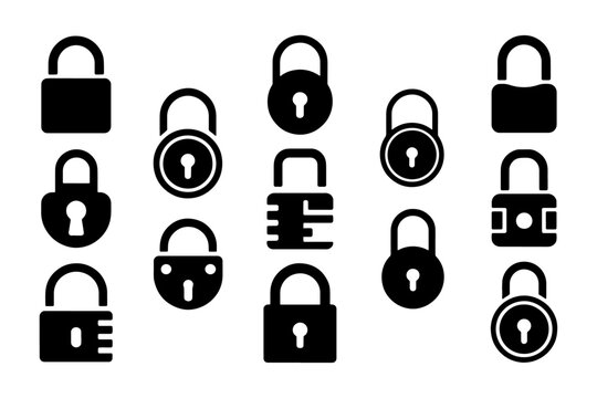 Minimalist lock and unlock icon set. Modern open and closed padlock or security or Safety icon sets for app, ui, website and logo