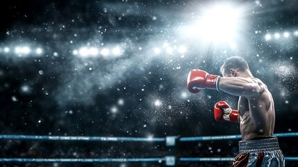 Boxing match start signal arena sports action intense atmosphere fighter's view dantogoal concept