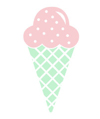 Ice cream clip art design on plain white transparent isolated background for sign, decal, card, shirt, hoodie, sweatshirt, apparel, tag, mug, icon, poster or badge