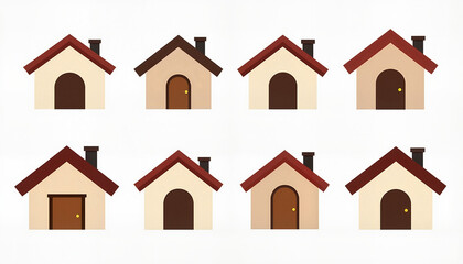 Fototapeta premium Colorful house illustrations in various designs and doors 