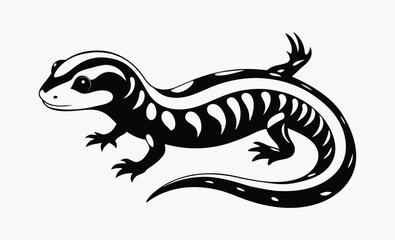 Salamander silhouette, salamander line art silhouette vector illustration 
