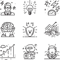 Crisis Management icons outline line icons