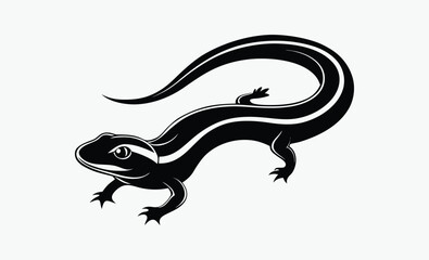 Salamander silhouette, salamander line art silhouette vector illustration 