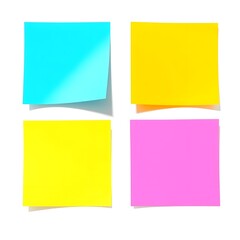 Fototapeta premium 4 post-it notes, isolated, blue, red and yellow, 