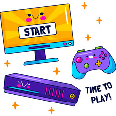 Vectot set tv, game cartoon