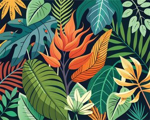Tropical Paradise. A Lush Tapestry of Exotic Plants and Flowers