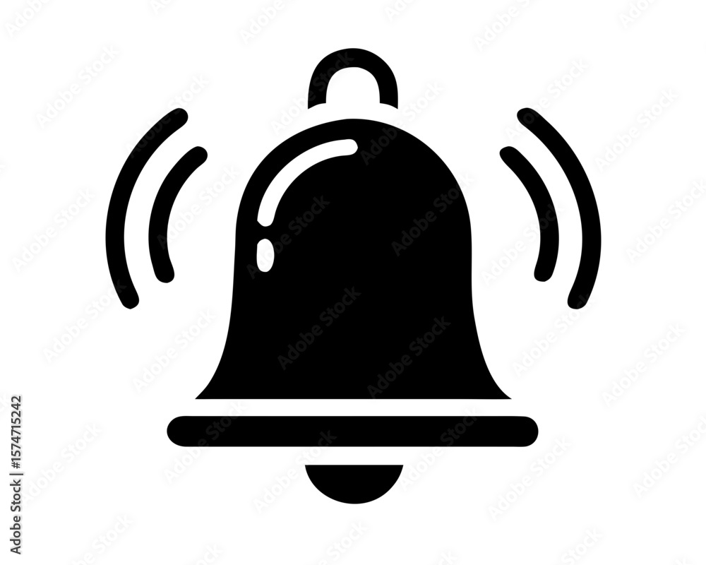 Poster elegant black bell silhouette design for notifications and user interface applications