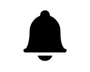 Naklejka premium Simple black bell silhouette icon for notifications with transparent background