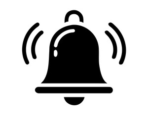 Elegant black bell silhouette design for notifications and user interface applications