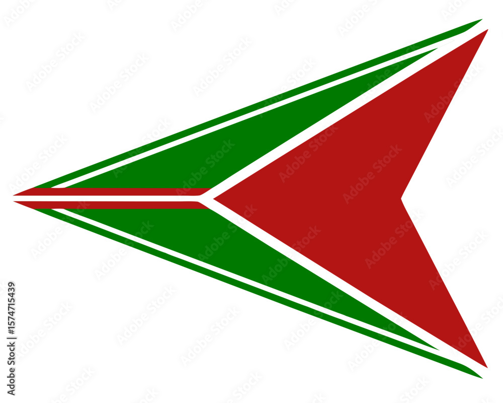 Poster abstract arrow vector icon in green and red with transparent background design
