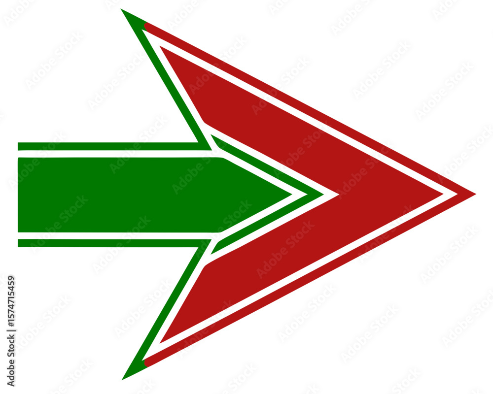 Poster colorful red and green arrow vector icon for direction and navigation
