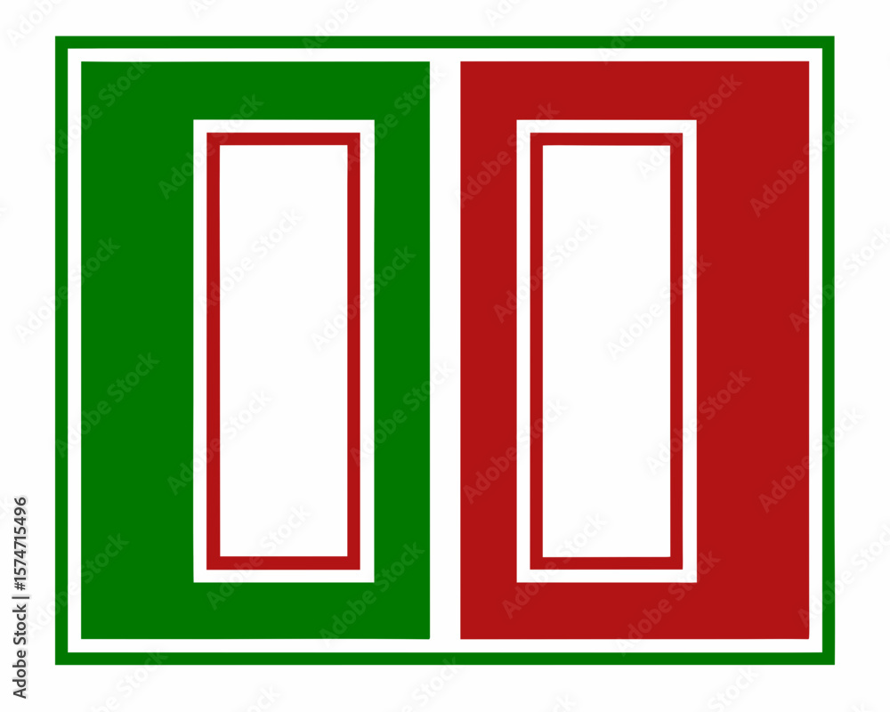Poster abstract geometric divided design with green red and white transparent uiux elements