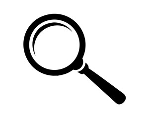 Sleek black transparent magnifying glass silhouette vector icon for design projects