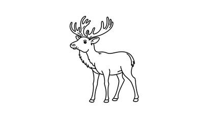 Outline of a reindeer with antlers on a coloring page  