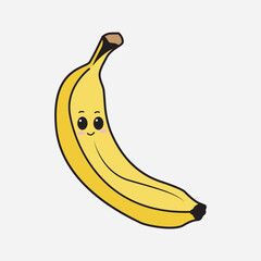 Banana Illustration in Kawaii Style