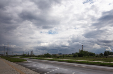 Interesting clouds over a modern city, a beautiful natural phenomenon