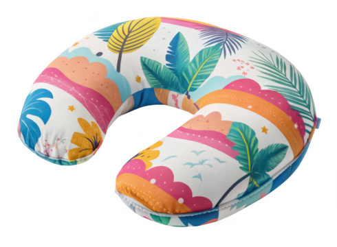 Travel pillow PNG summer joy pillow PNG neck support PNG soft cushion PNG vacation gear PNG transparent background image