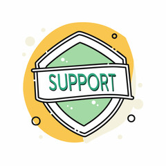 Support Badge Design with Shield Shape and Vibrant Background for Peace Day Campaigns, Awareness Initiatives, and Social Media Graphics  