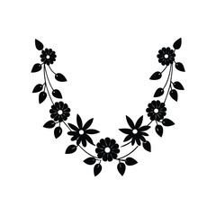 Elegant Floral Garland Design in Black and White for Decorative Purposes