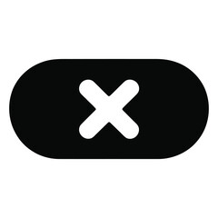 Fototapeta premium Black Rounded Rectangle Button with White X Close Icon Symbol vector
