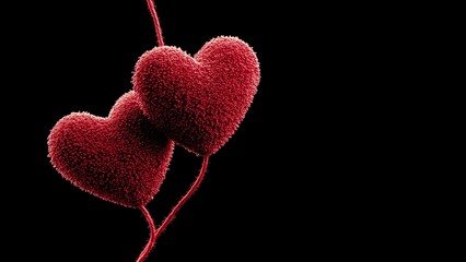 Eternal Connection: Symbolic Red String Linking Two Hearts in a Minimalist Design
