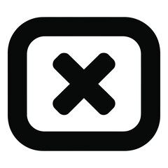 Fototapeta premium Black Rounded Square Icon with Bold X Mark Close Button Symbol white