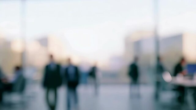 blurred modern office interior with business people background