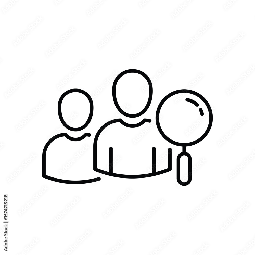 Fototapete Search people line icon. Continuous one line with curl. Find employee sign. Magnify glass. Search people single outline ribbon. Loop curve pattern. Vector