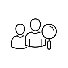 Search people line icon. Continuous one line with curl. Find employee sign. Magnify glass. Search people single outline ribbon. Loop curve pattern. Vector