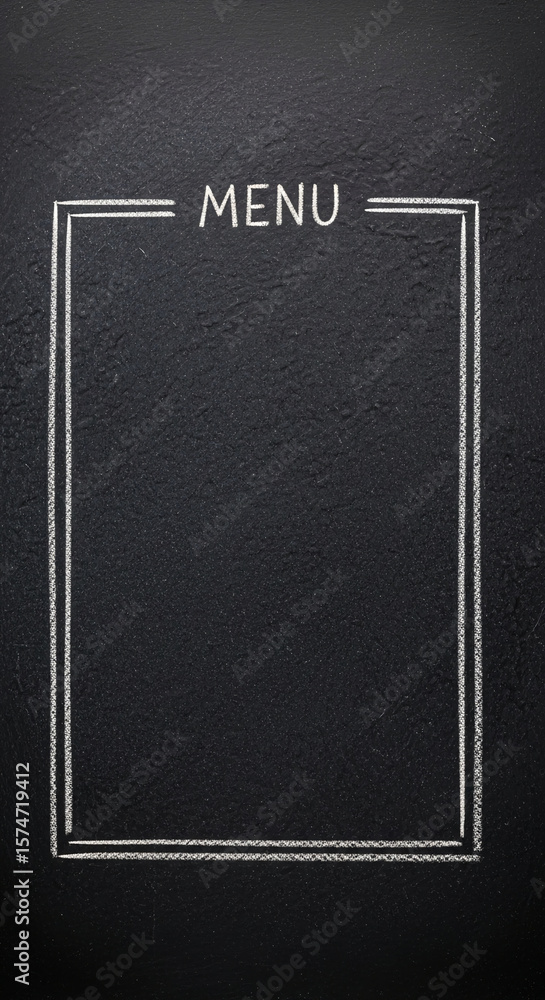 Poster black chalkboard with a white chalk rectangle frame and 