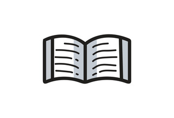 Open book with lines is displayed, showcasing education and knowledge on transparent background