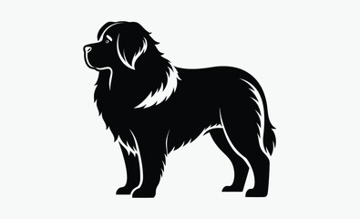 newfoundland dog silhouette, newfoundland dog line art silhouette vector illustration 