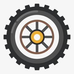 Fototapeta premium Tractor Wheel Silhouette Vector
