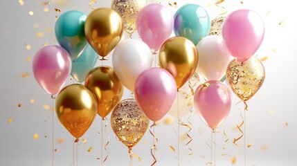 Celebration balloons party venue festive decor bright atmosphere