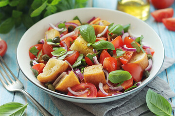 Panzanella salad, traditional dish of Italian cuisine
