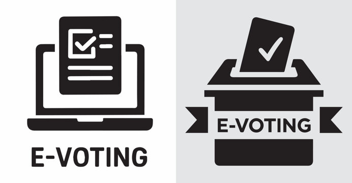 Digital Voting Icons Electronic Elections Online Political Process Laptop Voting Booth E-voting Technology Promoting Democratic Participation