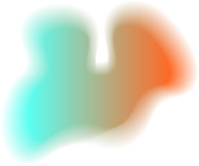 Abstract art, a blurry gradient shape with blue orange mesh. This fluid liquid element boasts a soft light blob, aura gradation, and blended vibrant multicolor wave. Perfect for digital art and modern