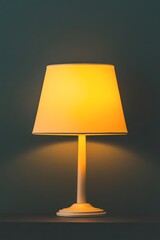 A stylish table lamp emits a warm glow, creating a cozy atmosphere perfect for home decor, interior design projects, or lifestyle blogs, Its simplicity and elegance enhance any space seamlessly,