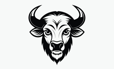 buffalo head silhouette, buffalo head line art silhouette vector illustration 