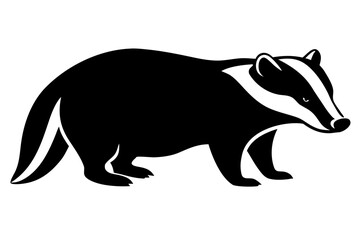 Detailed badger walking wildlife animal silhouette vector illustration