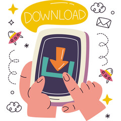 hand holding a mobile phone illustration