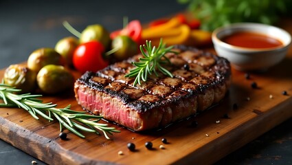 Premium Steak with Cherry Tomatoes and Rosemary