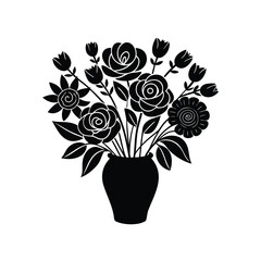 Elegant vector illustration of a floral bouquet in a classic vase