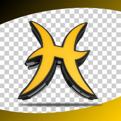 luxury 3d render zodiac pisces