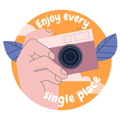 hand holding camera cartoon cute 