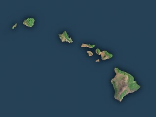Very detailed map of Hawaii with clear state borders and visible cities. Contains modified Copernicus Sentinel data 2025.