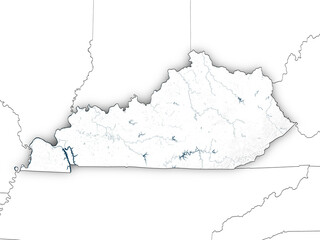 Withe map of Kentucky with state borders isolated on transparent background. Contains modified Copernicus Sentinel data 2025.